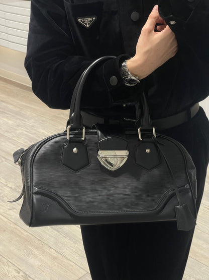 Louis Vuitton - Sac Montaigne Bowling GM cuir épi noir - Les Folies d&