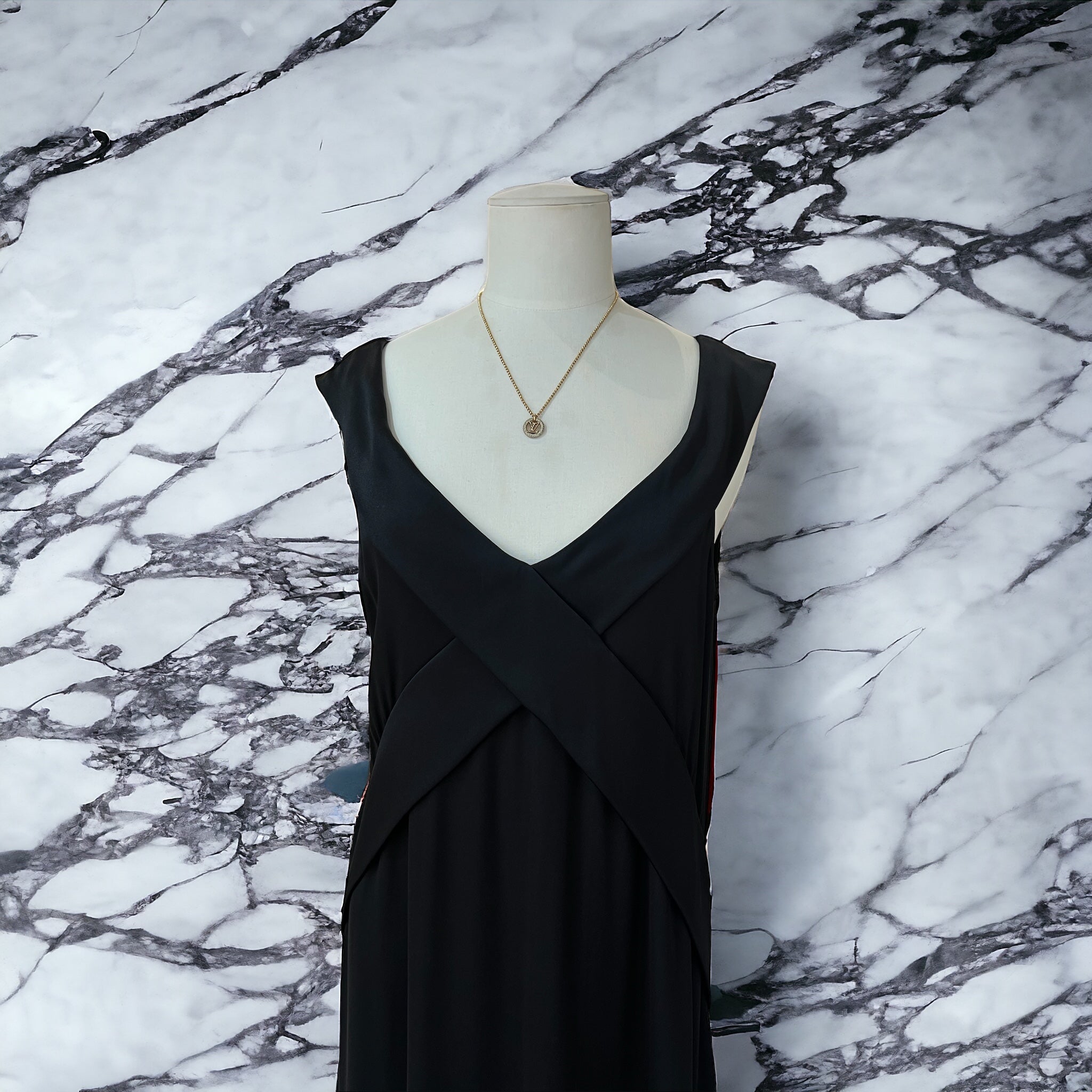 セリーヌ ブラック シルク ドレス T38-40