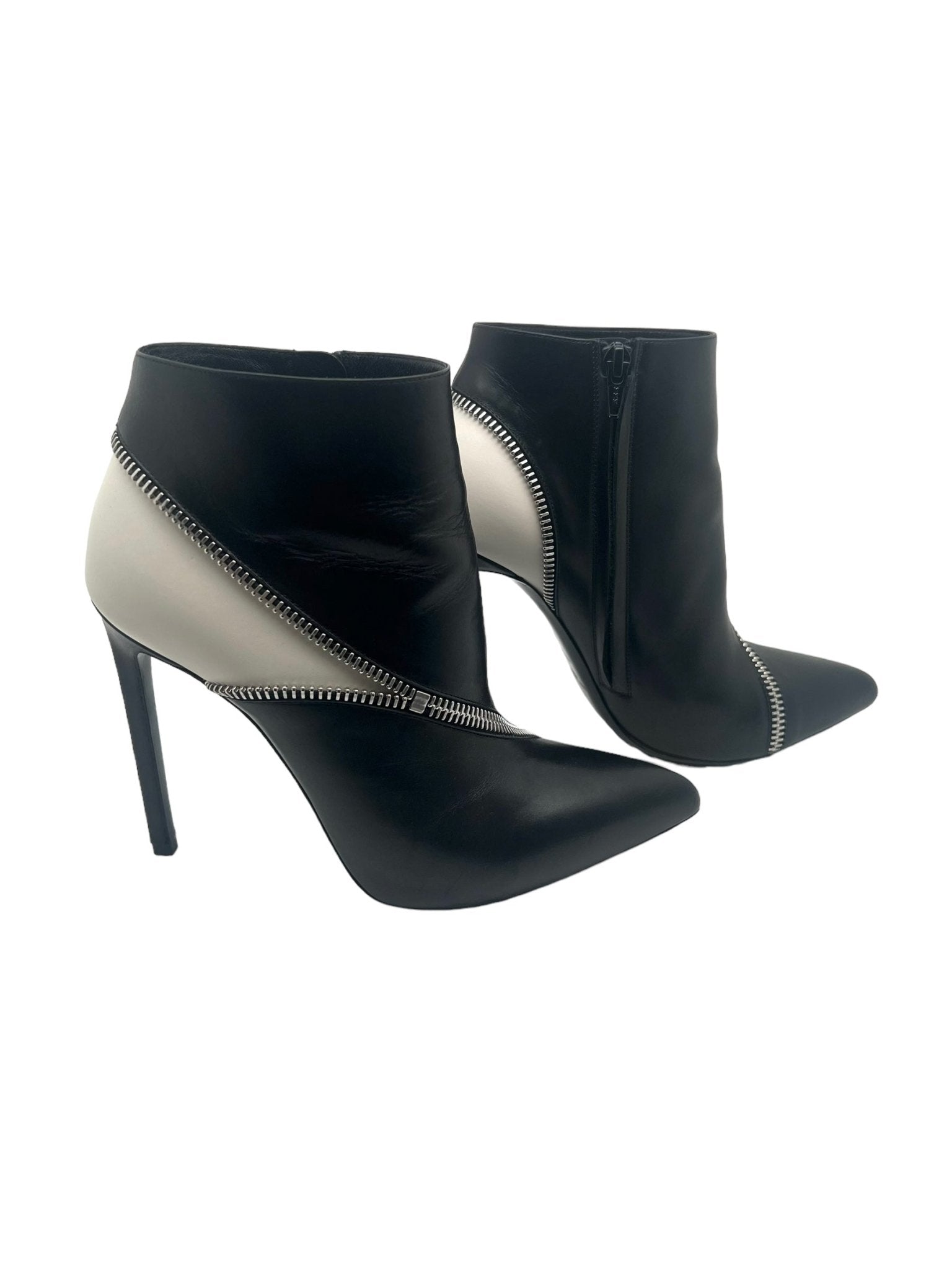 Saint Laurent Zip ankle boots Black White 38 Les Folies d Eugenie boot ankle boot and over the knee boots