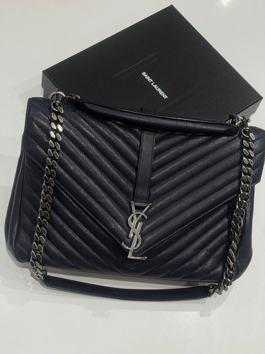 Saint Laurent - Sac Collège bleu nuit - Les Folies d&