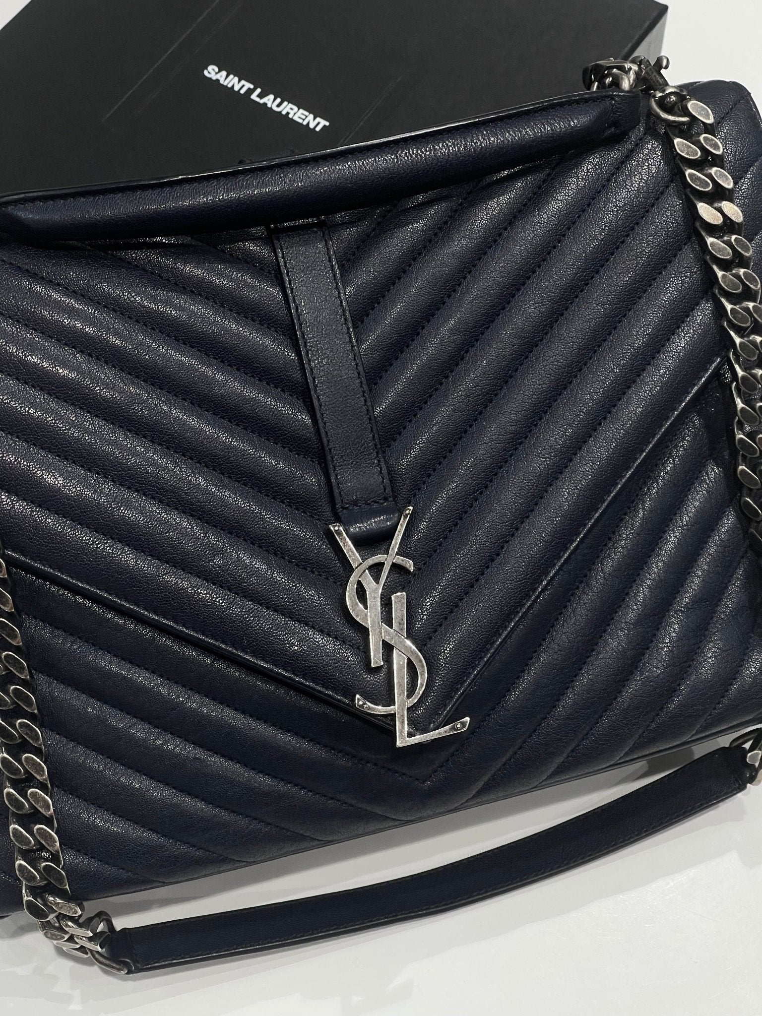 Saint Laurent - Sac Collège bleu nuit - Les Folies d&