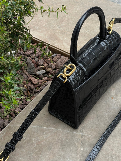 Balenciaga - Sac Hourglass XS façon Croco - Les Folies d&