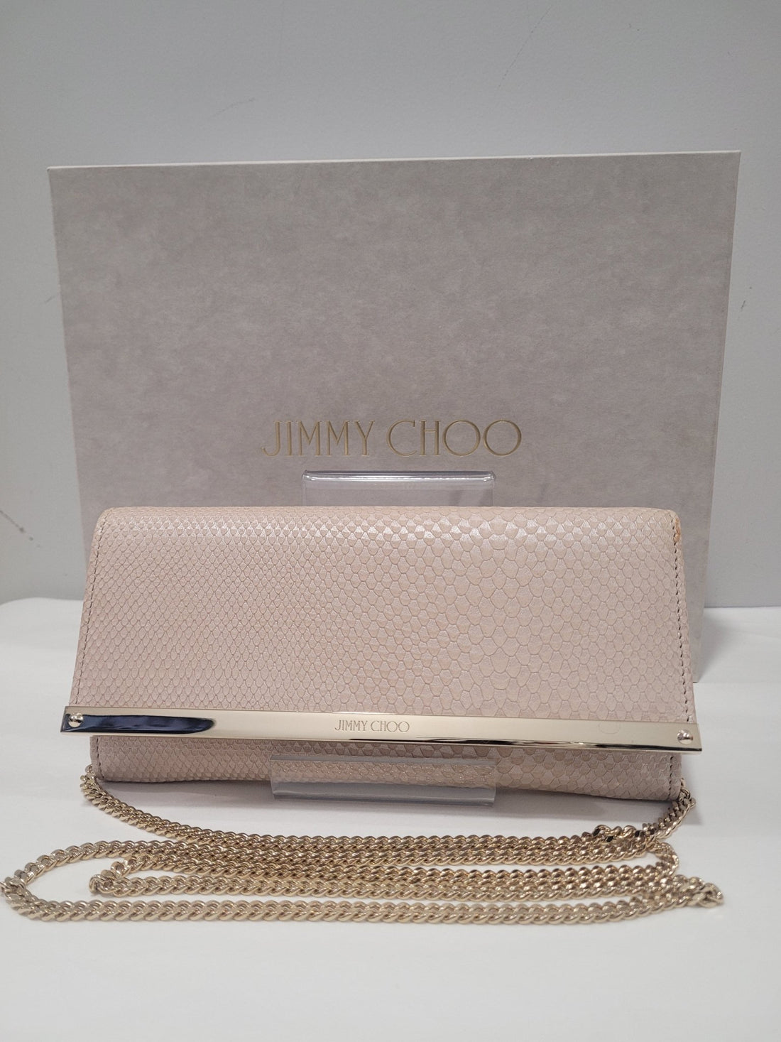 Jimmy Choo - Pochette cuir rose nude - Les Folies d&