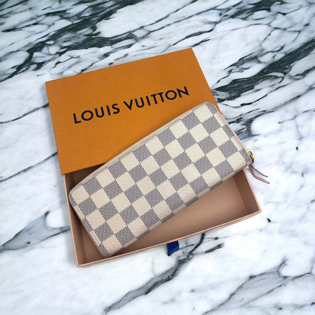 Louis Vuitton - Portefeuille Clémence Damier Azur - Les Folies d&