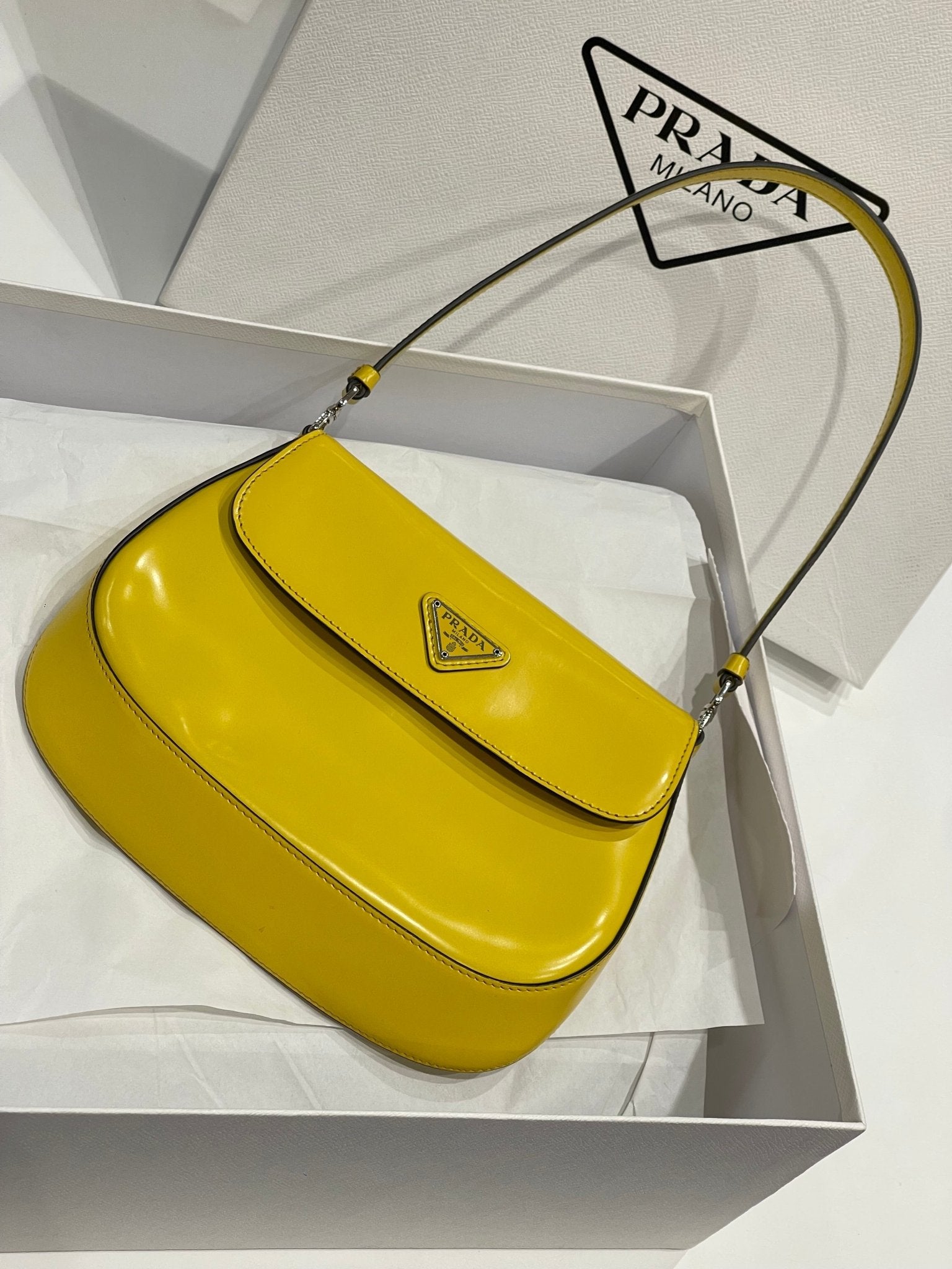 Prada Bright yellow cleo shoulder bag with flap Les Folies d Eugenie